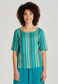 Givn Berlin Blusenshirt ISLA aus LENZING™ ECOVERO™ Blouse Green / Orange (Stripes)