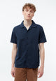 Givn Berlin Bowling-Shirt GBBARIK aus Bio-Baumwoll Seersucker Buttoned Shirt Midnight Blue (Structure)
