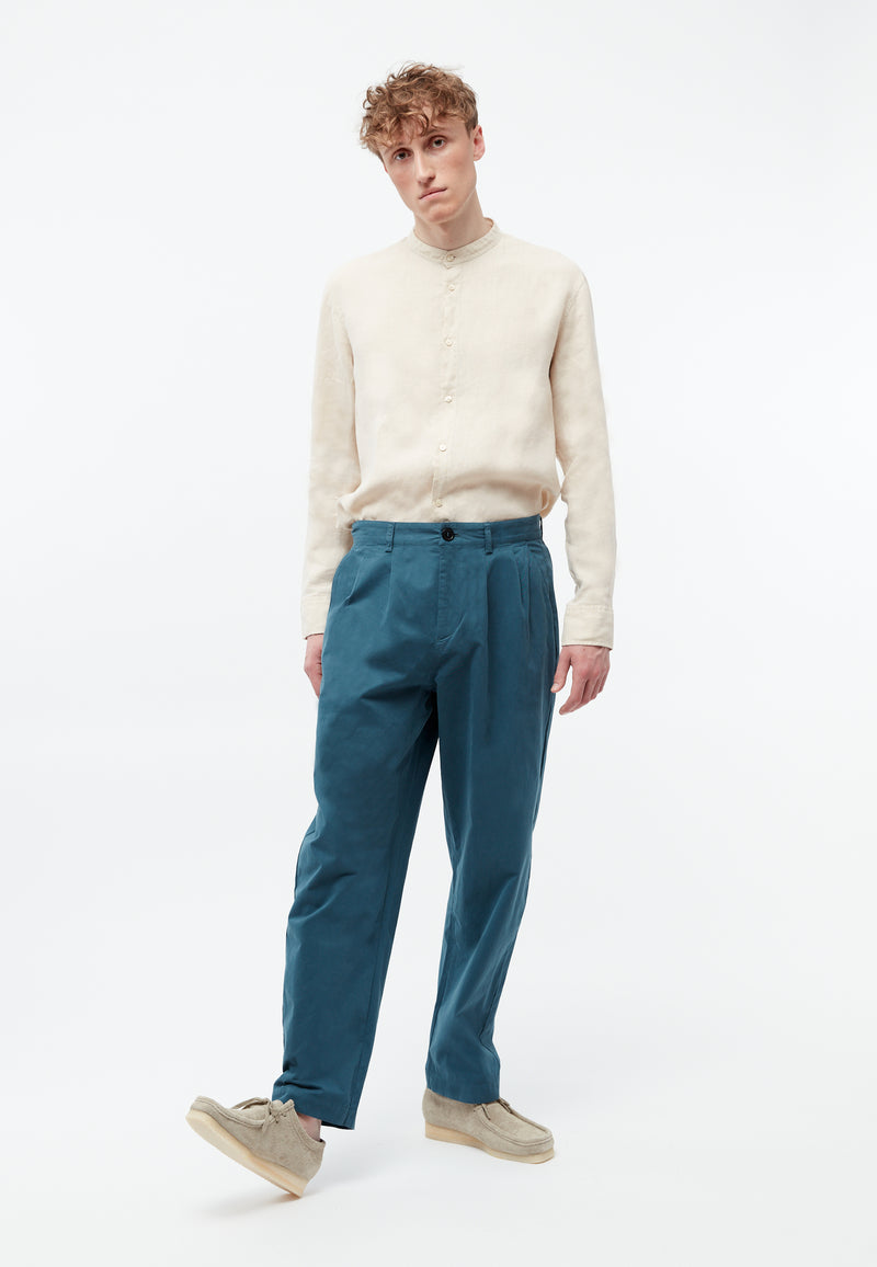 Givn Berlin Bundfaltenhose GBLEWIN relaxed aus Bio-Baumwoll Twill Trousers Basalt