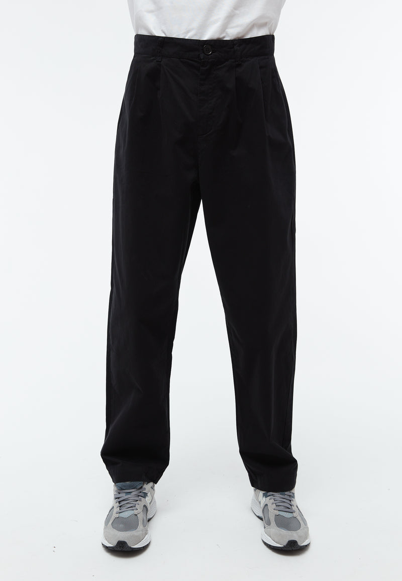 Givn Berlin Bundfaltenhose GBLEWIN relaxed aus Bio-Baumwoll Twill Trousers Black