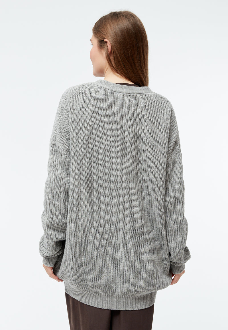 Givn Berlin Cardigan GBRAYA im loose Fit aus recyceltem Wollgemisch Cardigan Mid Grey