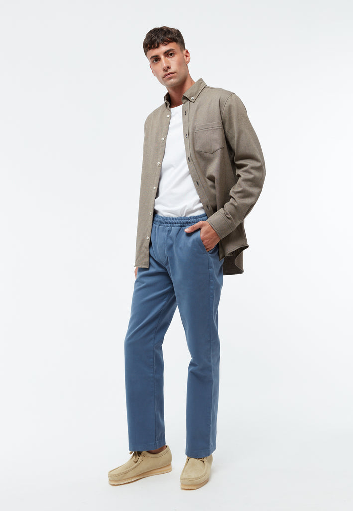 GBERIC Organic Cotton Chinos With Elastic Waistband Steel Blue