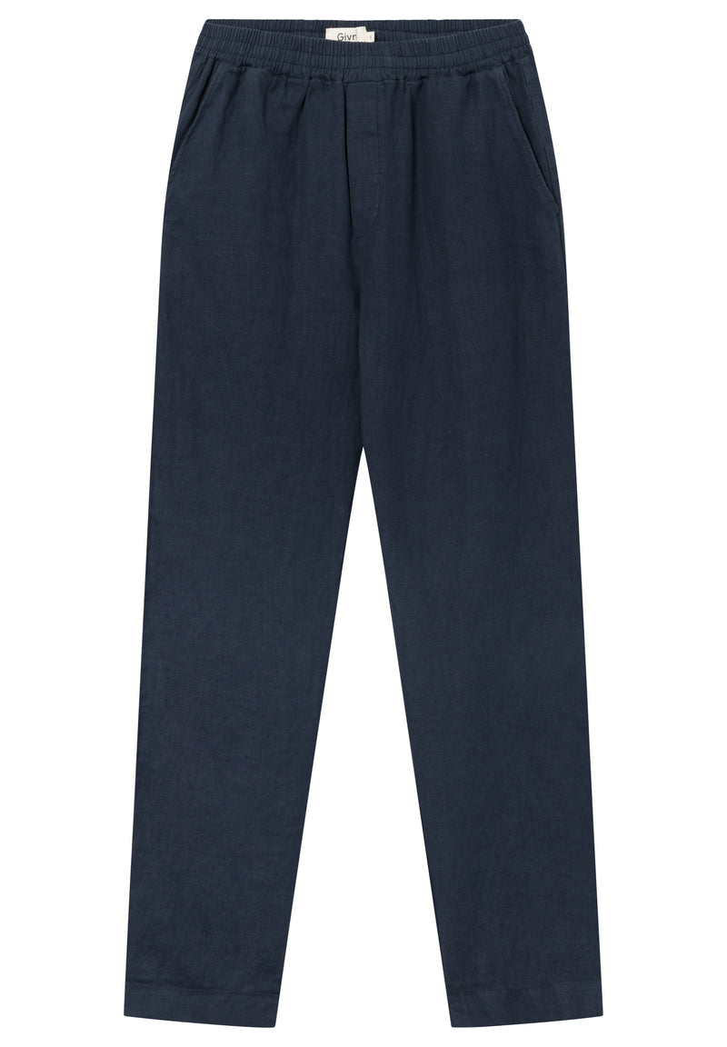 Givn Berlin Chinohose GBERIC aus Leinen mit elastischem Bund Trousers Midnight Blue (Linen)