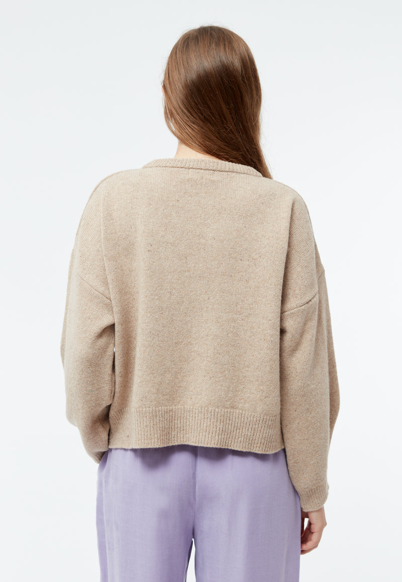 Givn Berlin Cropped Strickpullover GBJELLA aus recyceltem Wollgemisch Sweater Beige