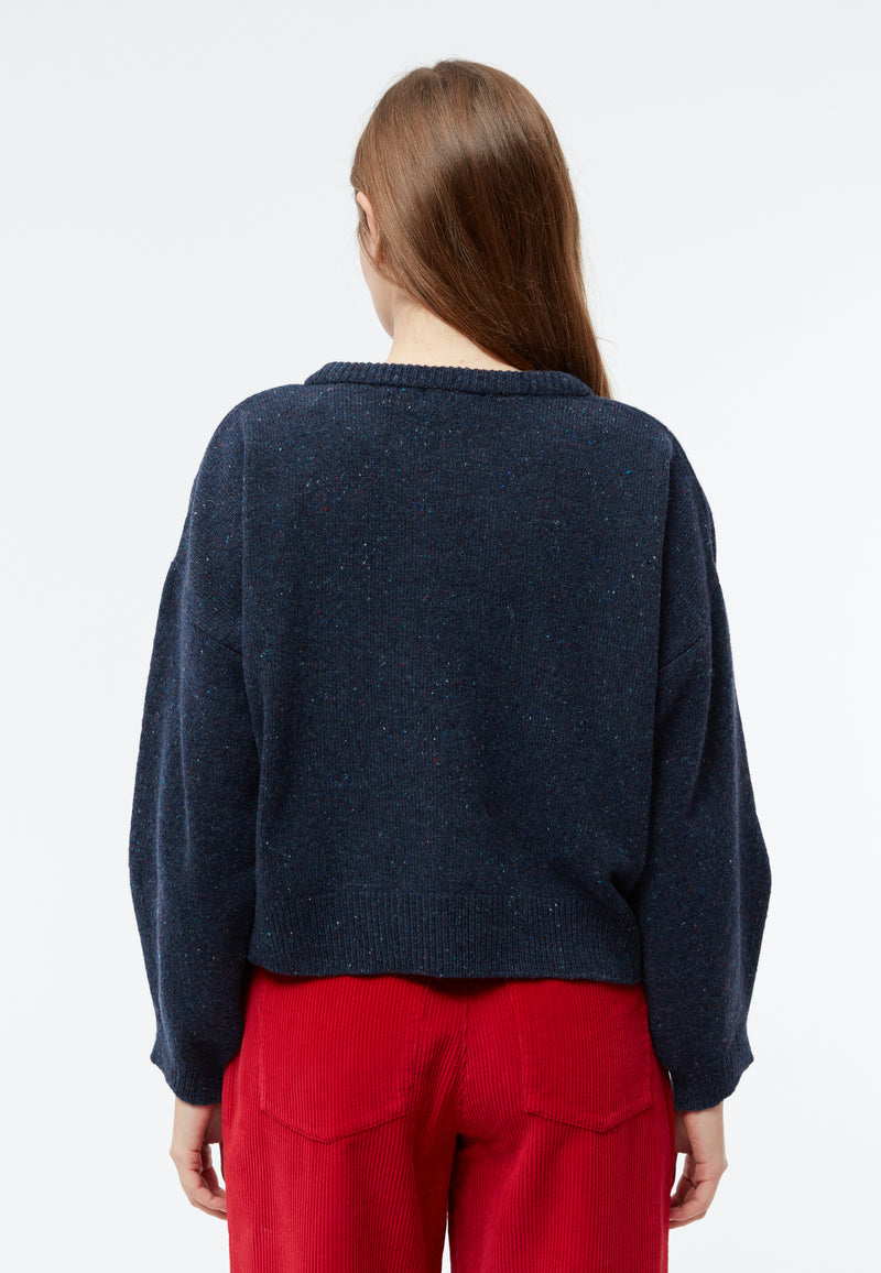 Givn Berlin Cropped Strickpullover GBJELLA aus recyceltem Wollgemisch Sweater Dark Blue
