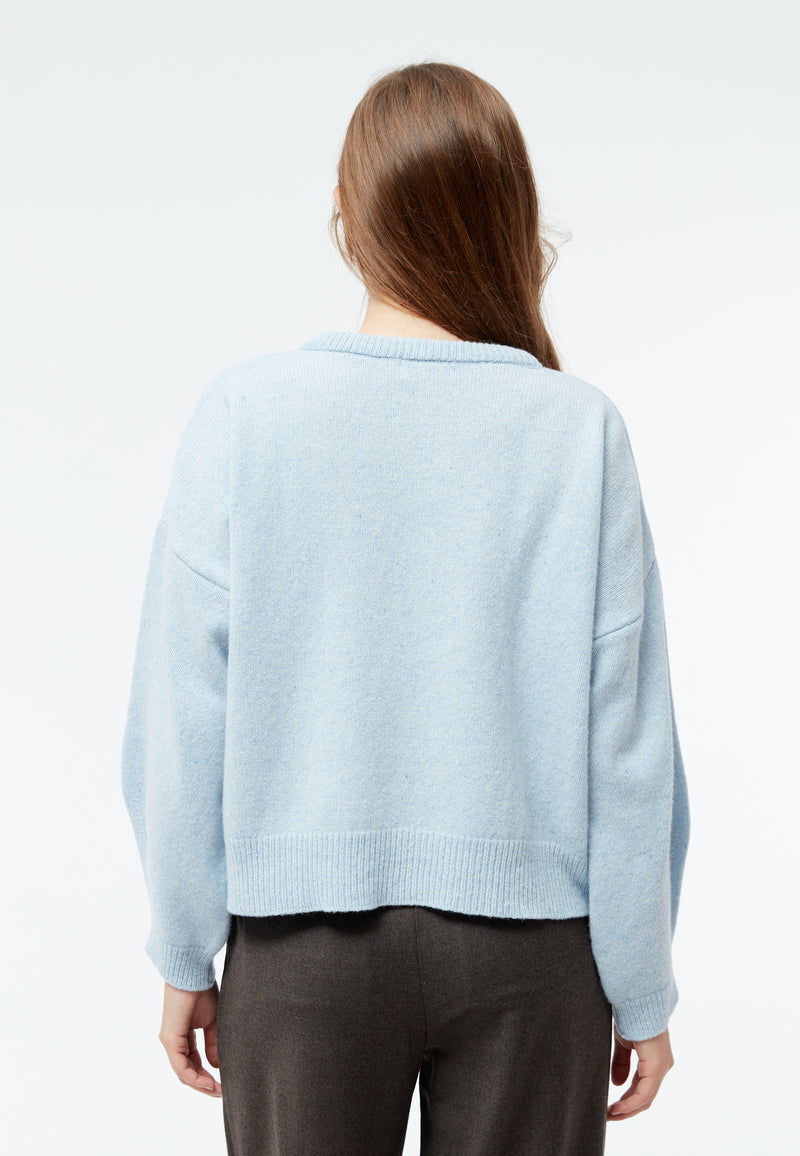 Givn Berlin Cropped Strickpullover GBJELLA aus recyceltem Wollgemisch Sweater Light Blue