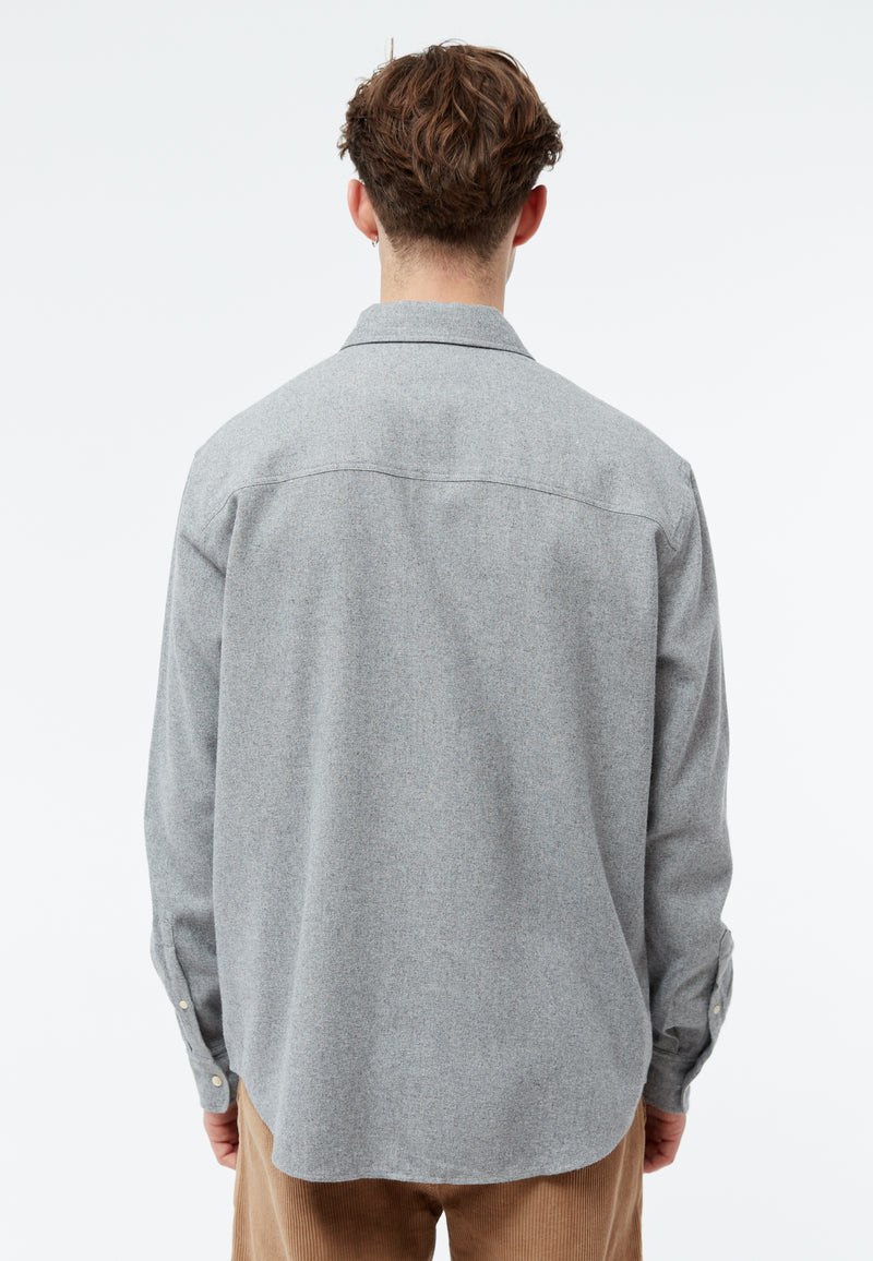 Givn Berlin Flanellhemd GBJOHN in lockerer Passform Buttoned Shirt Mid Grey