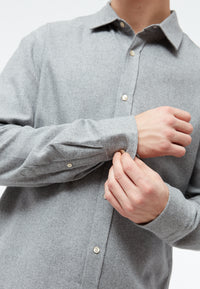 Givn Berlin Flanellhemd GBJOHN in lockerer Passform Buttoned Shirt Mid Grey