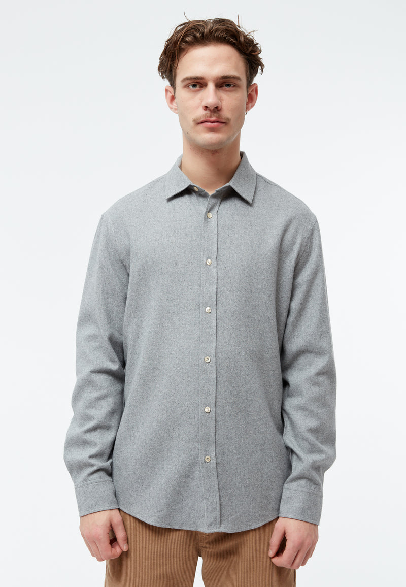 Givn Berlin Flanellhemd GBJOHN in lockerer Passform Buttoned Shirt Mid Grey
