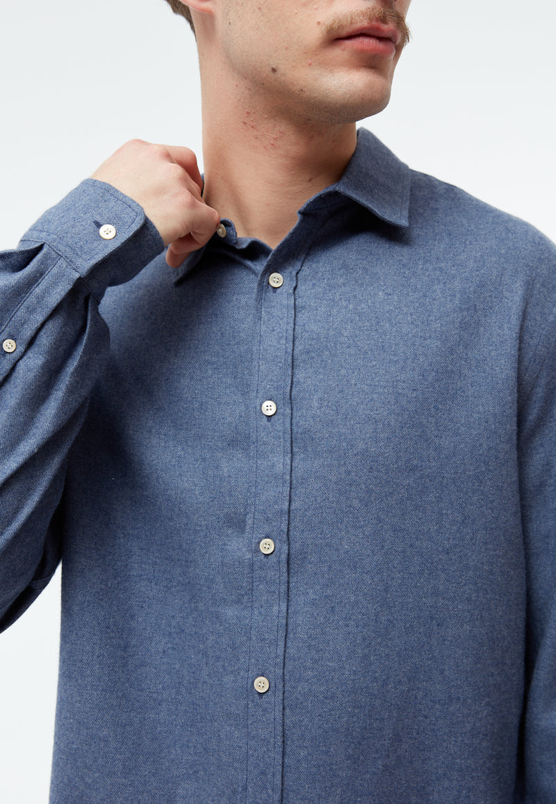 Givn Berlin Flanellhemd GBJOHN in lockerer Passform Buttoned Shirt Yale Blue