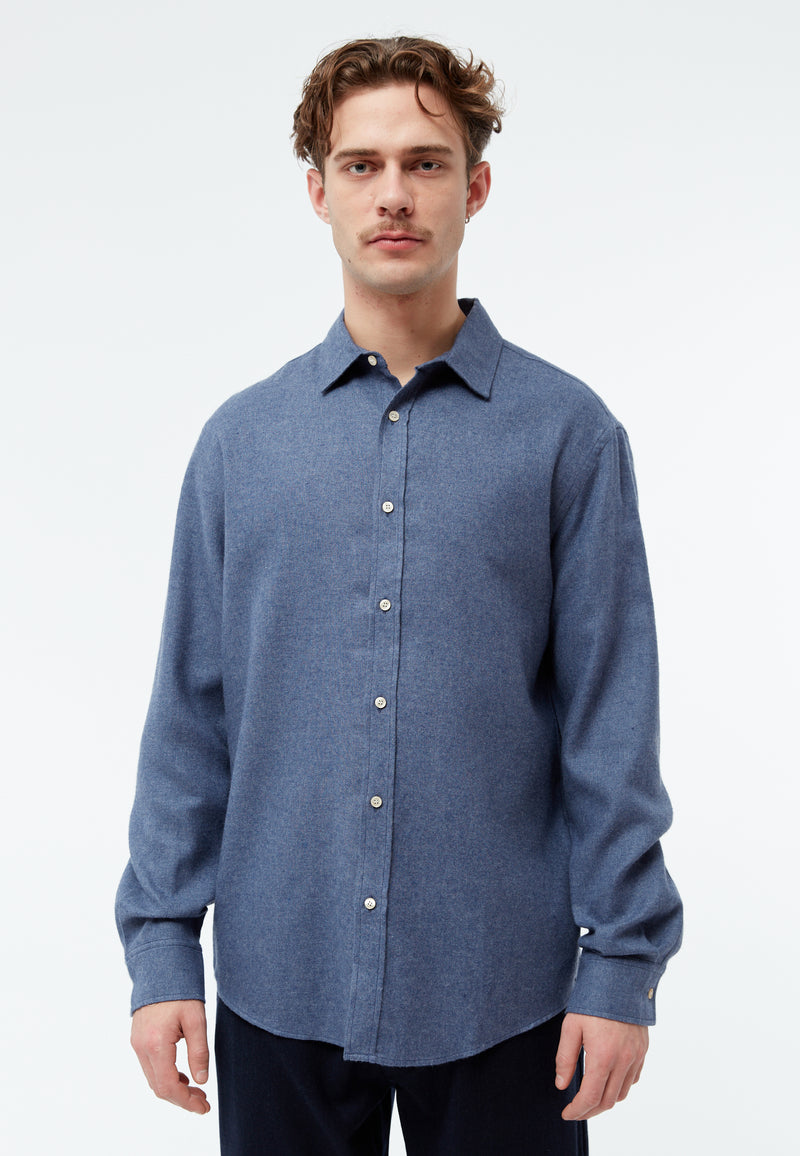 Givn Berlin Flanellhemd GBJOHN in lockerer Passform Buttoned Shirt Yale Blue