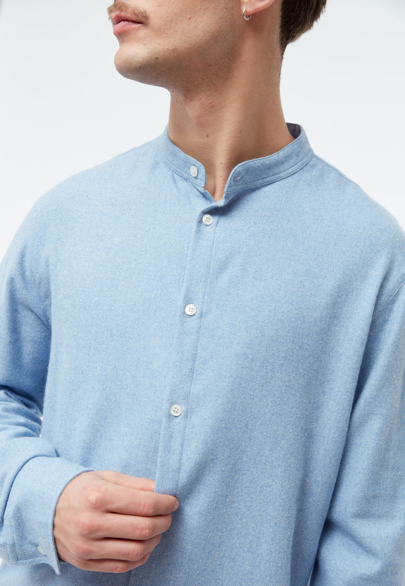 Givn Berlin Flanellhemd GBWES in lockerer Passform Buttoned Shirt Light Blue