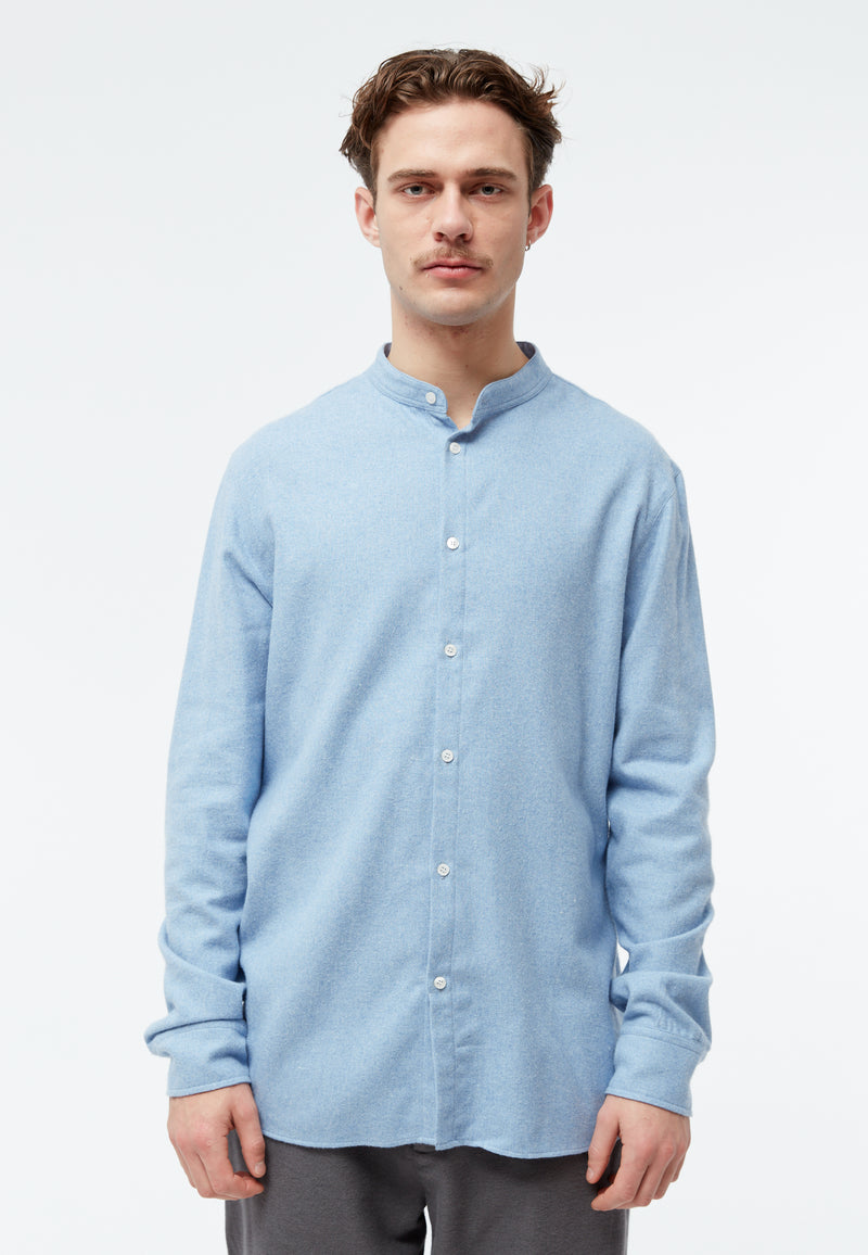 Givn Berlin Flanellhemd GBWES in lockerer Passform Buttoned Shirt Light Blue