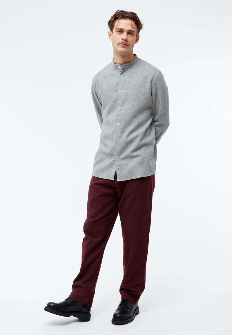 Givn Berlin Flanellhemd GBWES in lockerer Passform Buttoned Shirt Mid Grey