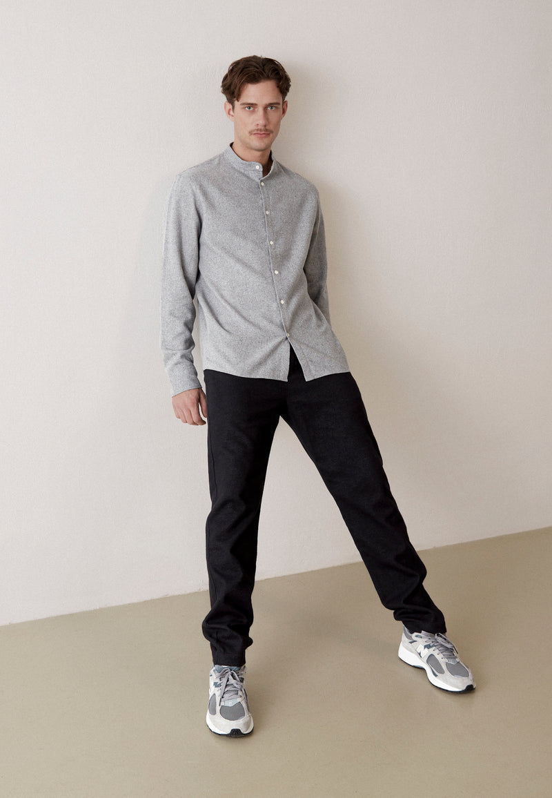 Givn Berlin Flanellhemd GBWES in lockerer Passform Buttoned Shirt Mid Grey