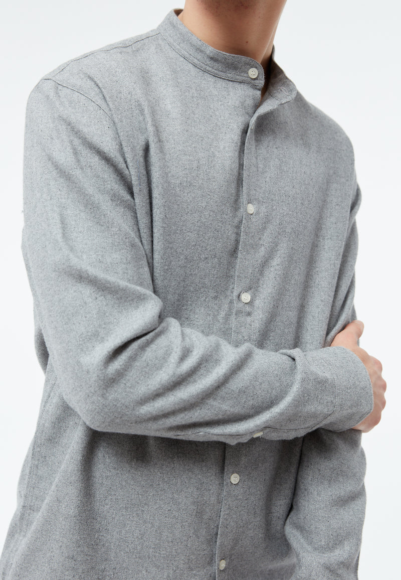 Givn Berlin Flanellhemd GBWES in lockerer Passform Buttoned Shirt Mid Grey