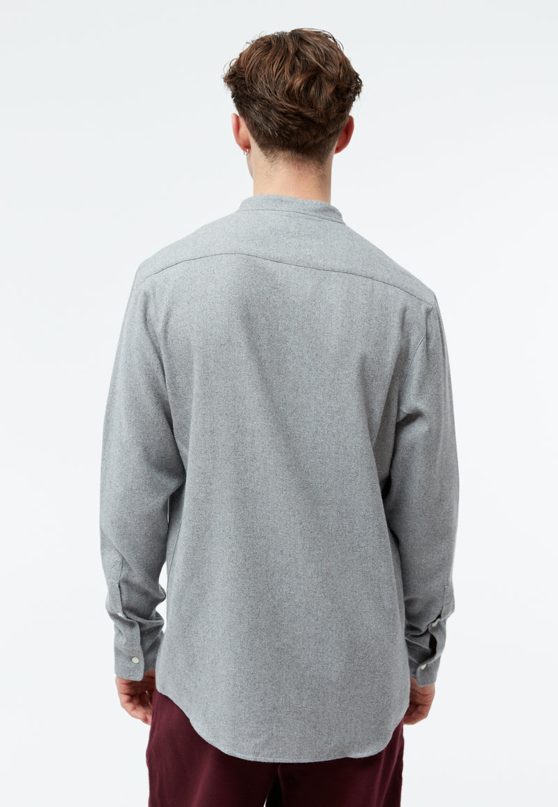 Givn Berlin Flanellhemd GBWES in lockerer Passform Buttoned Shirt Mid Grey