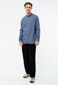 Givn Berlin Flanellhemd GBWES in lockerer Passform Buttoned Shirt Yale Blue