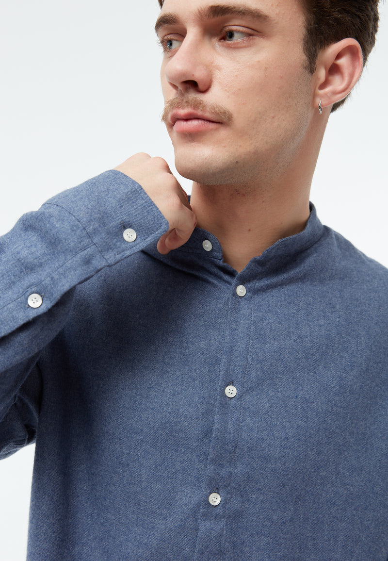 Givn Berlin Flanellhemd GBWES in lockerer Passform Buttoned Shirt Yale Blue