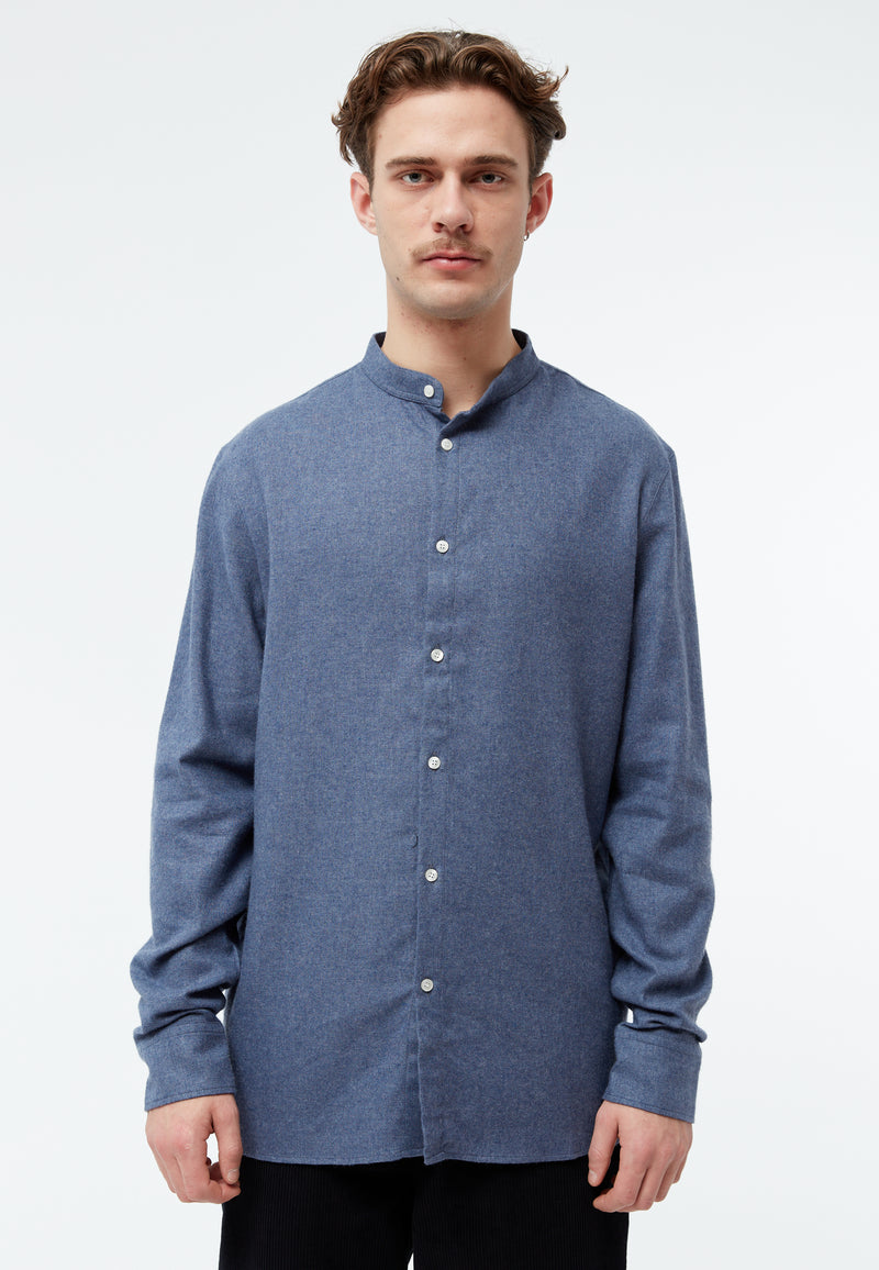 Givn Berlin Flanellhemd GBWES in lockerer Passform Buttoned Shirt Yale Blue
