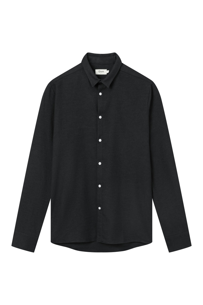 Givn Berlin Flanellhemd KENT aus Bio-Baumwolle Buttoned Shirt Anthracite