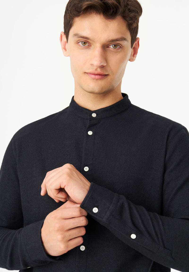 Givn Berlin Flanellhemd WES aus Bio-Baumwolle Buttoned Shirt Anthracite