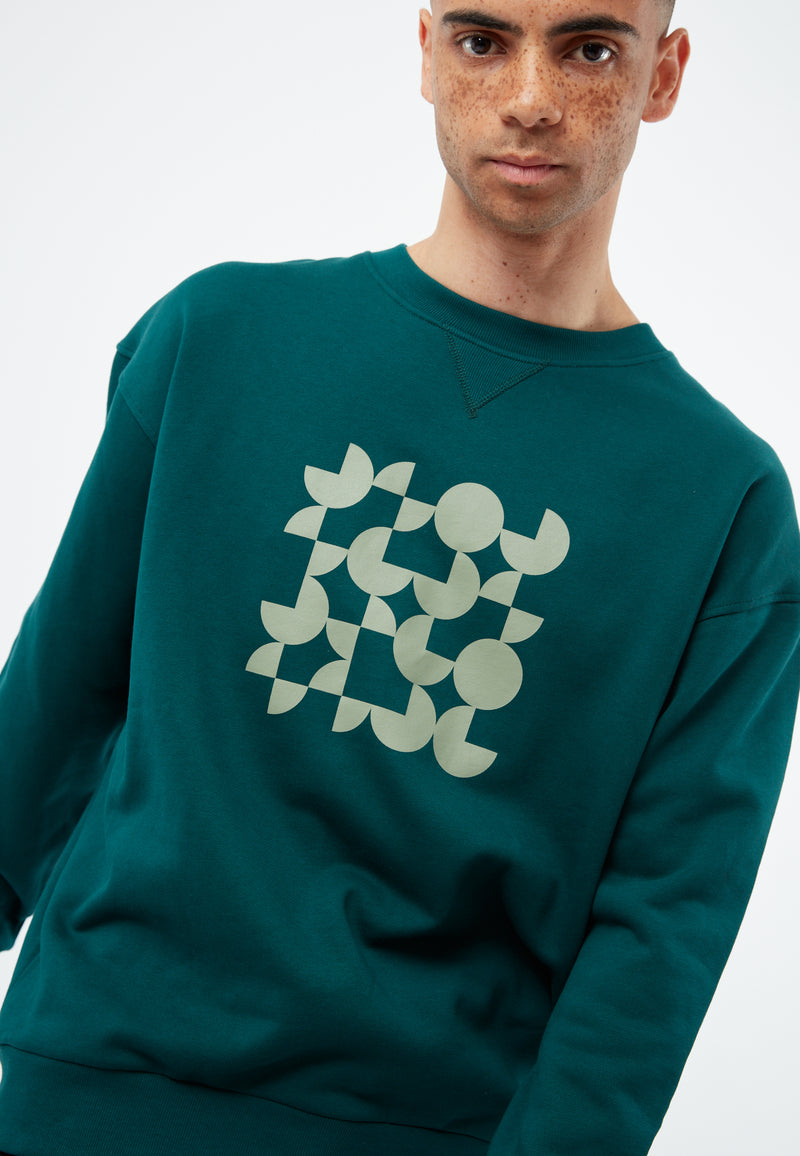 Givn Berlin GBCemali (Circles Squares) Sweater Dark Teal