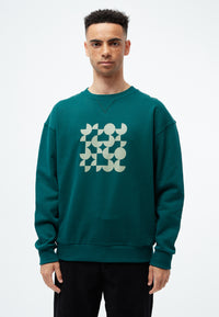 Givn Berlin GBCemali (Circles Squares) Sweater Dark Teal