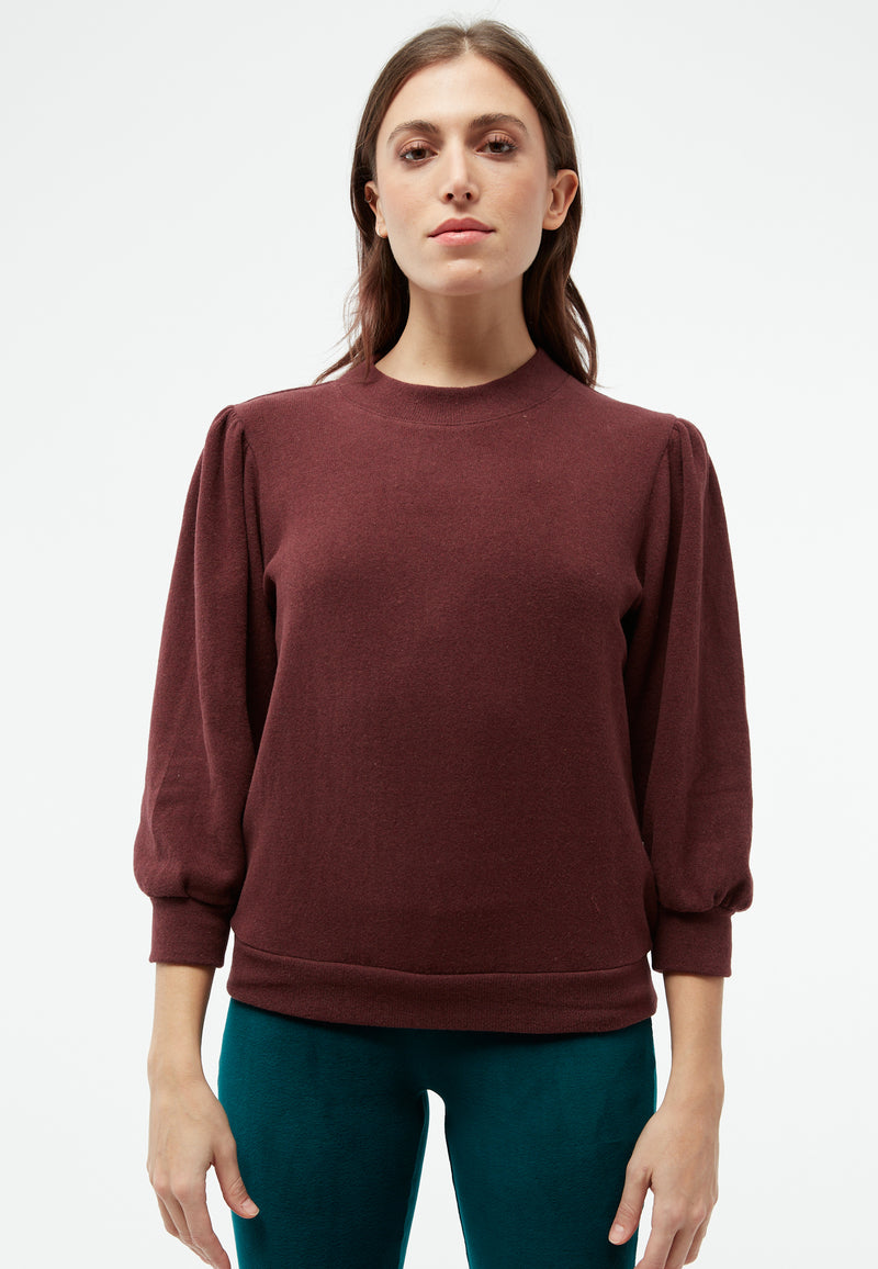 Givn Berlin Sweater GBCLOUDY aus recycelter Baumwolle mit Puffärmeln Sweater Aubergine