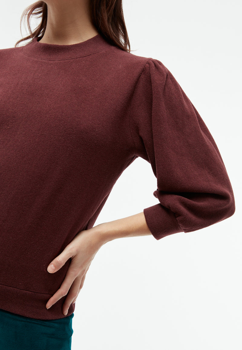 Givn Berlin Sweater GBCLOUDY aus recycelter Baumwolle mit Puffärmeln Sweater Aubergine