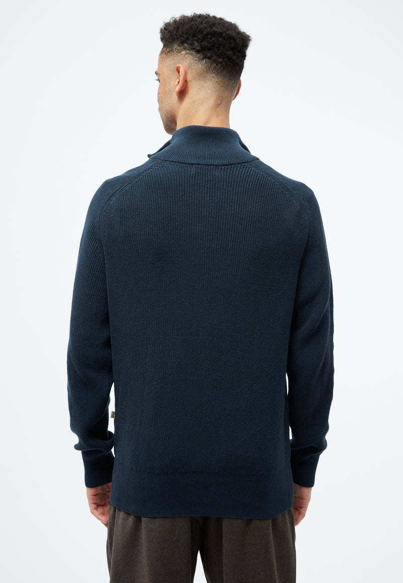 Givn Berlin Strick-Troyer GBFINNEGAN aus Bio-Baumwolle mit Reißverschluss Sweater Midnight Blue