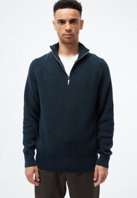 Givn Berlin Strick-Troyer GBFINNEGAN aus Bio-Baumwolle mit Reißverschluss Sweater Midnight Blue