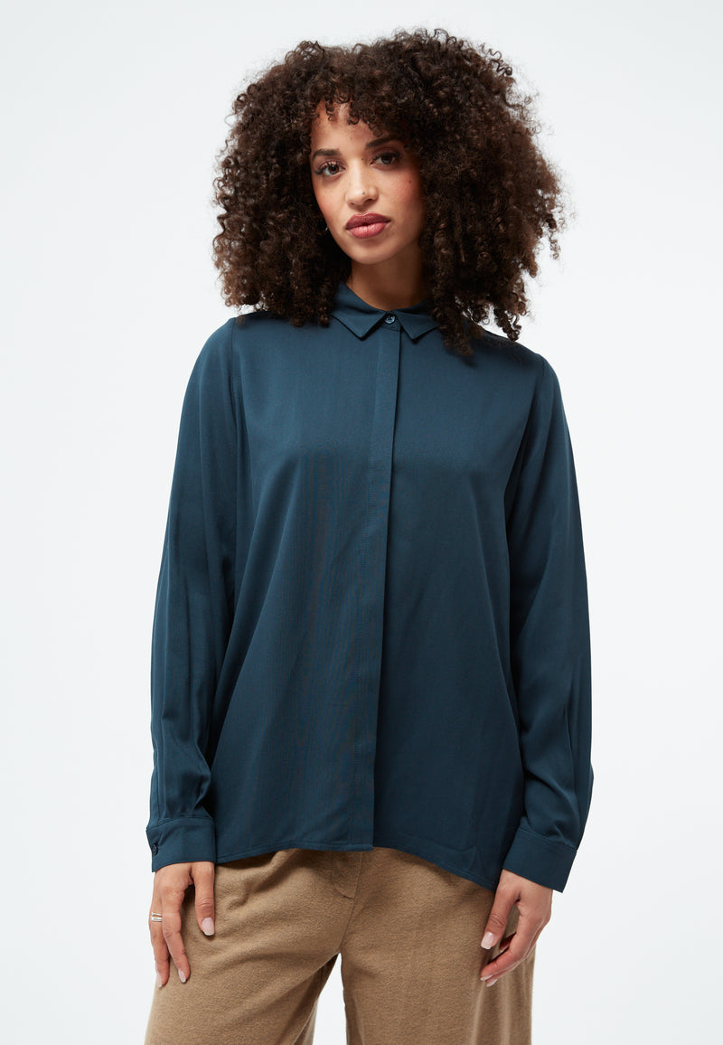 Givn Berlin Bluse GBIVA aus LENZING™ ECOVERO™ mit Stehkragen Blouse Midnight Blue