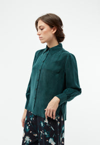 Givn Berlin Bluse GBKASIA aus Cupro (Bemberg™) mit Puffärmeln Blouse Dark Teal