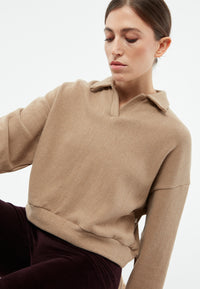 Givn Berlin Sweater GBRESA aus recycelter Baumwolle mit Kragen Sweater Beige