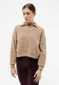 Givn Berlin Sweater GBRESA aus recycelter Baumwolle mit Kragen Sweater Beige