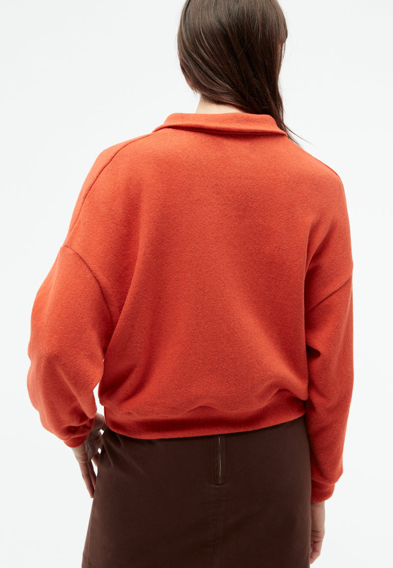 Givn Berlin Sweater GBRESA aus recycelter Baumwolle mit Kragen Sweater Dark Orange