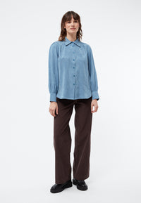 Givn Berlin Geraffte Bluse GBKASIA aus TENCEL™ mit Peach-Effekt Blouse Cloudy Blue (Tencel)
