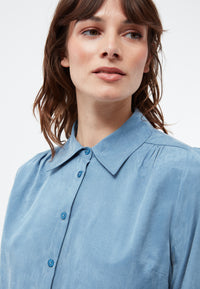 Givn Berlin Geraffte Bluse GBKASIA aus TENCEL™ mit Peach-Effekt Blouse Cloudy Blue (Tencel)
