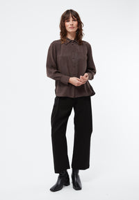 Givn Berlin Geraffte Bluse GBKASIA aus TENCEL™ mit Peach-Effekt Blouse Coffee Brown (Tencel)