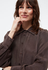 Givn Berlin Geraffte Bluse GBKASIA aus TENCEL™ mit Peach-Effekt Blouse Coffee Brown (Tencel)