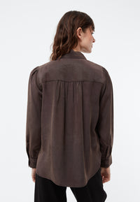 Givn Berlin Geraffte Bluse GBKASIA aus TENCEL™ mit Peach-Effekt Blouse Coffee Brown (Tencel)