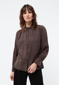 Givn Berlin Geraffte Bluse GBKASIA aus TENCEL™ mit Peach-Effekt Blouse Coffee Brown (Tencel)