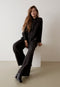 Givn Berlin Geraffte Bluse GBKASIA aus TENCEL™ mit Peach-Effekt Blouse Black / Dark Khaki (Waves)