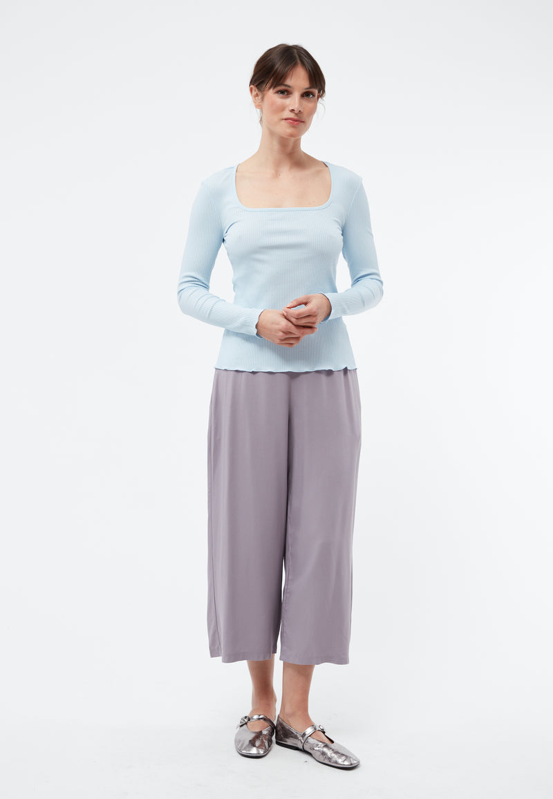 Givn Berlin Geripptes Longsleeve GBPATTY slim Fit aus Bio-Baumwolle Longsleeve Ice Blue (Rib)