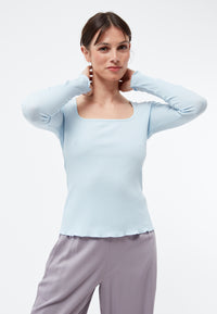Givn Berlin Geripptes Longsleeve GBPATTY slim Fit aus Bio-Baumwolle Longsleeve Ice Blue (Rib)