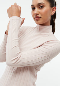 Givn Berlin Geripptes Longsleeve GBVIDA aus Bio-Baumwolle mit Rollkragen Longsleeve Powder Pink