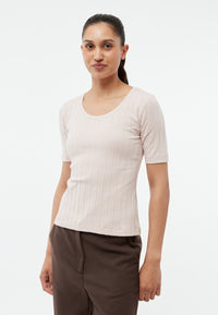 Givn Berlin Geripptes Shirt GBANAIS aus Bio-Baumwolle T-Shirt Powder Pink