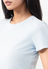 Givn Berlin Geripptes T-Shirt GBPIXIE slim Fit aus Bio-Baumwolle T-Shirt Ice Blue (Rib)