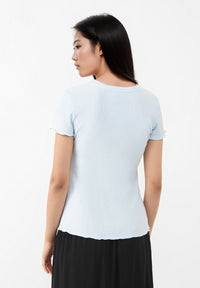 Givn Berlin Geripptes T-Shirt GBPIXIE slim Fit aus Bio-Baumwolle T-Shirt Ice Blue (Rib)